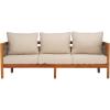 SAFAVIEH Outdoor Collection Amanda Natural Acacia Solid Wood/Taupe Cushion 3-Seater Sofa