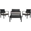 SAFAVIEH Outdoor Collection Bassey Natural/White Cushion 4-Piece Conversation Patio Set PAT7507D(Black/Light Grey)