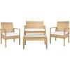 SAFAVIEH Outdoor Collection Bassey Natural/White Cushion 4-Piece Conversation Patio Set PAT7507D(Natural/White)