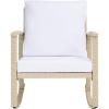 SAFAVIEH Outdoor Collection Daire Woven Beige/White Cushion Rocking Chair for Patio Porch Backyard Sunroom(Beige/White)