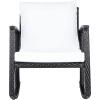 SAFAVIEH Outdoor Collection Daire Woven Beige/White Cushion Rocking Chair for Patio Porch Backyard Sunroom(Black/White)