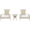 SAFAVIEH Outdoor Collection Edna Natural/White Cushion 3-Piece Lounge Set with Table (PAT7719D)(Beige/White)