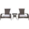 SAFAVIEH Outdoor Collection Edna Natural/White Cushion 3-Piece Lounge Set with Table (PAT7719D)(Grey Brown/White)