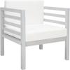SAFAVIEH Outdoor Collection Kinnell Natural Acacia Wood/Grey Cushion Armchair(Grey/Beige)