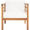 SAFAVIEH Outdoor Collection Kinnell Natural Acacia Wood/Grey Cushion Armchair(Natural/Beige)
