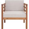 SAFAVIEH Outdoor Collection Kinnell Natural Acacia Wood/Grey Cushion Armchair(Natural/Light Grey)