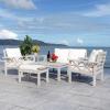 SAFAVIEH Outdoor Collection Loanna Natural/Light Grey Cushion Solid Wood 6-Piece Conversation Patio Set(Grey/Beige)