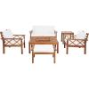 SAFAVIEH Outdoor Collection Loanna Natural/Light Grey Cushion Solid Wood 6-Piece Conversation Patio Set(Natural/Beige)