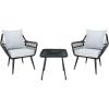 SAFAVIEH Outdoor Collection Londyn Grey 3-Piece Patio Conversation Set(Black/Grey)