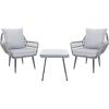 SAFAVIEH Outdoor Collection Londyn Grey 3-Piece Patio Conversation Set(Grey)