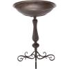 SAFAVIEH Outdoor Collection Orian Antique Dark Green Wrought Iron Bird Bath(Rustic Brown)