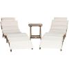 SAFAVIEH Outdoor Collection Pacifica Natural Brown Solid Wood/Navy Cushion 3-Piece Chaise Lounge Set with Table (PAT7020C)(Natural/Beige)