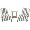 SAFAVIEH Outdoor Collection Pacifica Natural Brown Solid Wood/Navy Cushion 3-Piece Chaise Lounge Set with Table (PAT7020C)(Natural/Grey Stripe)