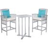 SAFAVIEH Outdoor Collection Pate White/ Navy Cushions/ Stripe Pillows 3-Piece Bar Table Bistro Set(Grey / Beige + Solid Pillow)