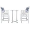 SAFAVIEH Outdoor Collection Pate White/ Navy Cushions/ Stripe Pillows 3-Piece Bar Table Bistro Set(Grey / Beige + Thin Stripe P)