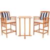 SAFAVIEH Outdoor Collection Pate White/ Navy Cushions/ Stripe Pillows 3-Piece Bar Table Bistro Set(Natural / Beige + Thick Stripe P)