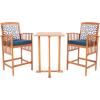 SAFAVIEH Outdoor Collection Pate White/ Navy Cushions/ Stripe Pillows 3-Piece Bar Table Bistro Set(Natural / Navy + Trellis P)