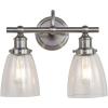 SAFAVIEH SCN4045A Layton Brush Nickel and Clear 2-Light Bathroom (LED Bulbs Included) Sconce
