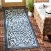 SAFAVIEH Washable Rug Outdoor Courtyard Collection – 4′ x 5’7″, Terracotta & Natural, Non-Shedding & Easy Cleaning, Ideal for Patio, Backyard, Mudroom (CY2098-3202)(Navy/Beige)
