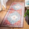 SAFAVIEH Washable Rug Tucson Collection – 8′ x 10′, Beige & Blue, Slip Resistant & Easy to Clean, Ideal for Living Room, Bedroom, Dining Space (TSN104B)(Beige/Blue)