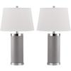 Safavieh Lighting Collection Leather Column Navy Table Lamp, Set of 2(Grey – Set of 2)