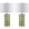 Safavieh Lighting Collection Quatrefoil Yellow Table Lamp, Set of 2(Green – Set of 2)