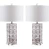 Safavieh Lighting Collection Quatrefoil Yellow Table Lamp, Set of 2(Grey – Set of 2)