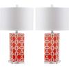 Safavieh Lighting Collection Quatrefoil Yellow Table Lamp, Set of 2(Orange – Set of 2)