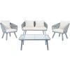 Safavieh Outdoor Collection Jorda Wicker Cushion 4-Piece Rope Patio Backyard Living Set PAT7518B, Black/Beige(Grey / Beige)