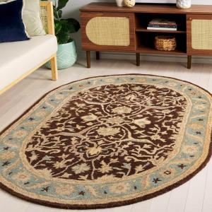 SAFAVIEH Antiquity Collection Area Rug – 5′ x 8′, Ivory, Handmade Traditional Oriental Wool, Ideal for High Traffic Areas in Living Room, Bedroom (AT14A)(Brown/Green)