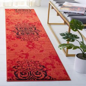 SAFAVIEH Area Rug 8×10 – Adirondack Collection – Large – Navy & Silver, Floral Glam Damask Design, Non-Shedding & Easy Cleaning, Ideal for Living Room, Bedroom, Office, Dining Space (ADR114N)(Red / Black)