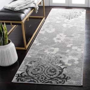 SAFAVIEH Area Rug 8×10 – Adirondack Collection – Large – Navy & Silver, Floral Glam Damask Design, Non-Shedding & Easy Cleaning, Ideal for Living Room, Bedroom, Office, Dining Space (ADR114N)(Silver/Ivory)