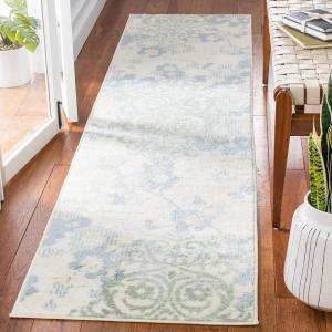 SAFAVIEH Area Rug 8×10 – Adirondack Collection – Large – Navy & Silver, Floral Glam Damask Design, Non-Shedding & Easy Cleaning, Ideal for Living Room, Bedroom, Office, Dining Space (ADR114N)(Ivory/Blue)