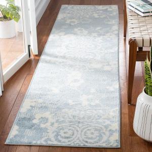 SAFAVIEH Area Rug 8×10 – Adirondack Collection – Large – Navy & Silver, Floral Glam Damask Design, Non-Shedding & Easy Cleaning, Ideal for Living Room, Bedroom, Office, Dining Space (ADR114N)(Grey/Ivory)