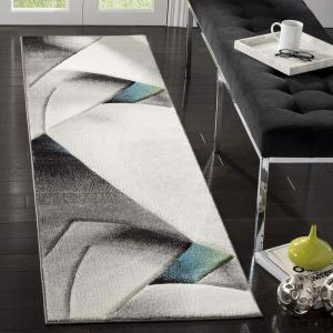 SAFAVIEH Area Rug 8×10 – Hollywood Collection – Large – Grey & Teal, Mid-Century Modern Design, Non-Shedding & Easy Cleaning, Ideal for Living Room, Bedroom, Office, Dining Space (HLW713D)(Grey/Teal)