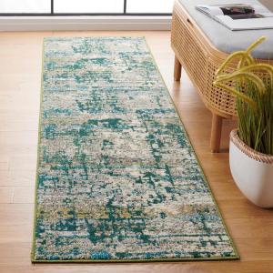 SAFAVIEH Area Rug 8×10 – Madison Collection – Large – Blue & Green, Modern Abstract Design, Non-Shedding & Easy Cleaning, Ideal for Living Room, Bedroom, Office, Dining Space (MAD469A)(Green/Beige)