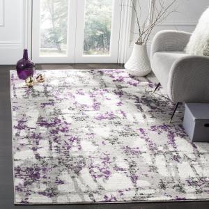 SAFAVIEH Area Rug 8×10 – Skyler Collection – Large – Grey & Purple, Modern Abstract Design, Non-Shedding & Easy Cleaning, Ideal for Living Room, Bedroom, Office, Dining Space (SKY193R)(Grey/Purple)