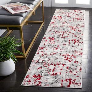 SAFAVIEH Area Rug 8×10 – Skyler Collection – Large – Grey & Purple, Modern Abstract Design, Non-Shedding & Easy Cleaning, Ideal for Living Room, Bedroom, Office, Dining Space (SKY193R)(Grey/Red)