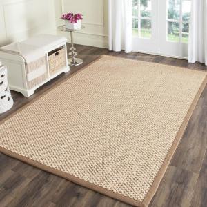SAFAVIEH Area Rug 8×11 – Natural Fiber Collection – Large – Marble, Sisal, Woven Design with Border (NF525C)(Natural)