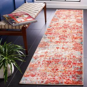 SAFAVIEH Bahia Collection Area Rug – 5’5″ x 7’7″, Light Blue & Red, Boho Overdyed Design, Non-Shedding & Easy Care, Machine Washable Ideal for High Traffic Areas in Living Room, Bedroom (BAH164J)(Light Blue/Red)