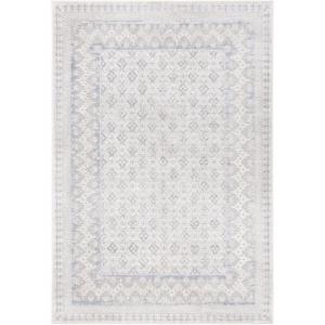 SAFAVIEH Brentwood Collection 8′ x 10′ Blue / Yellow BNT899M Traditional Oriental Distressed Non-Shedding Living Room Bedroom Dining Home Office Area Rug(Ivory/Grey)