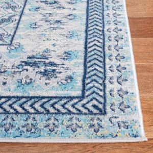 SAFAVIEH Brentwood Collection 8′ x 10′ Blue / Yellow BNT899M Traditional Oriental Distressed Non-Shedding Living Room Bedroom Dining Home Office Area Rug(Ivory/Aqua)