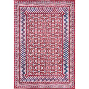 SAFAVIEH Brentwood Collection 8′ x 10′ Blue / Yellow BNT899M Traditional Oriental Distressed Non-Shedding Living Room Bedroom Dining Home Office Area Rug(Red/Ivory)
