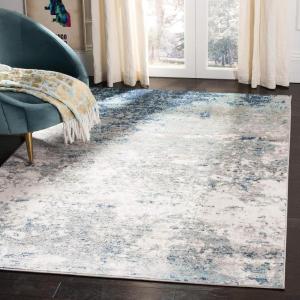 SAFAVIEH Brentwood Collection Area Rug – 9′ x 12′, Grey & Ivory, Modern Abstract Design, Non-Shedding & Easy Care, Ideal for High Traffic Areas in Living Room, Bedroom (BNT822H)(Light Grey / Blue)