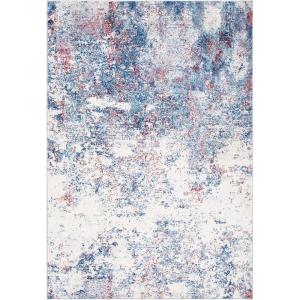 SAFAVIEH Brentwood Collection Area Rug – 9′ x 12′, Grey & Ivory, Modern Abstract Design, Non-Shedding & Easy Care, Ideal for High Traffic Areas in Living Room, Bedroom (BNT822H)(Navy/Red)