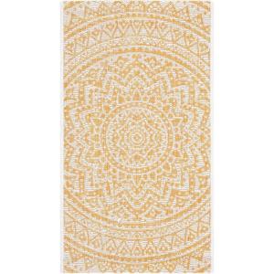 SAFAVIEH Courtyard Collection 8′ x 10′ Beige/Brown CY8734 Indoor-Outdoor Patio Backyard Mudroom Area-Rug(Ivory/Gold)