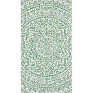 SAFAVIEH Courtyard Collection 8′ x 10′ Beige/Brown CY8734 Indoor-Outdoor Patio Backyard Mudroom Area-Rug(Ivory/Green)