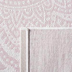 SAFAVIEH Courtyard Collection 8′ x 10′ Beige/Brown CY8734 Indoor-Outdoor Patio Backyard Mudroom Area-Rug(Ivory/Soft Pink)