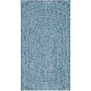 SAFAVIEH Courtyard Collection 8′ x 10′ Beige/Brown CY8734 Indoor-Outdoor Patio Backyard Mudroom Area-Rug(Navy/Aqua)