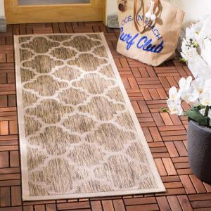 SAFAVIEH Courtyard Collection 8′ x 11′ Blue/Beige CY6243 Moroccan Trellis Indoor/ Outdoor Waterproof Easy-Cleaning Patio Backyard Mudroom Area-Rug(Brown)